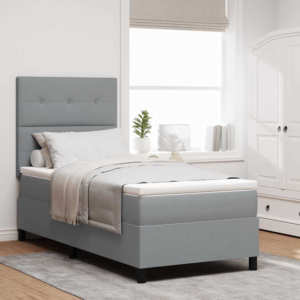 Box spring seng med LED-lysstrimler Lysegrå 100 x 200 cm Stof
