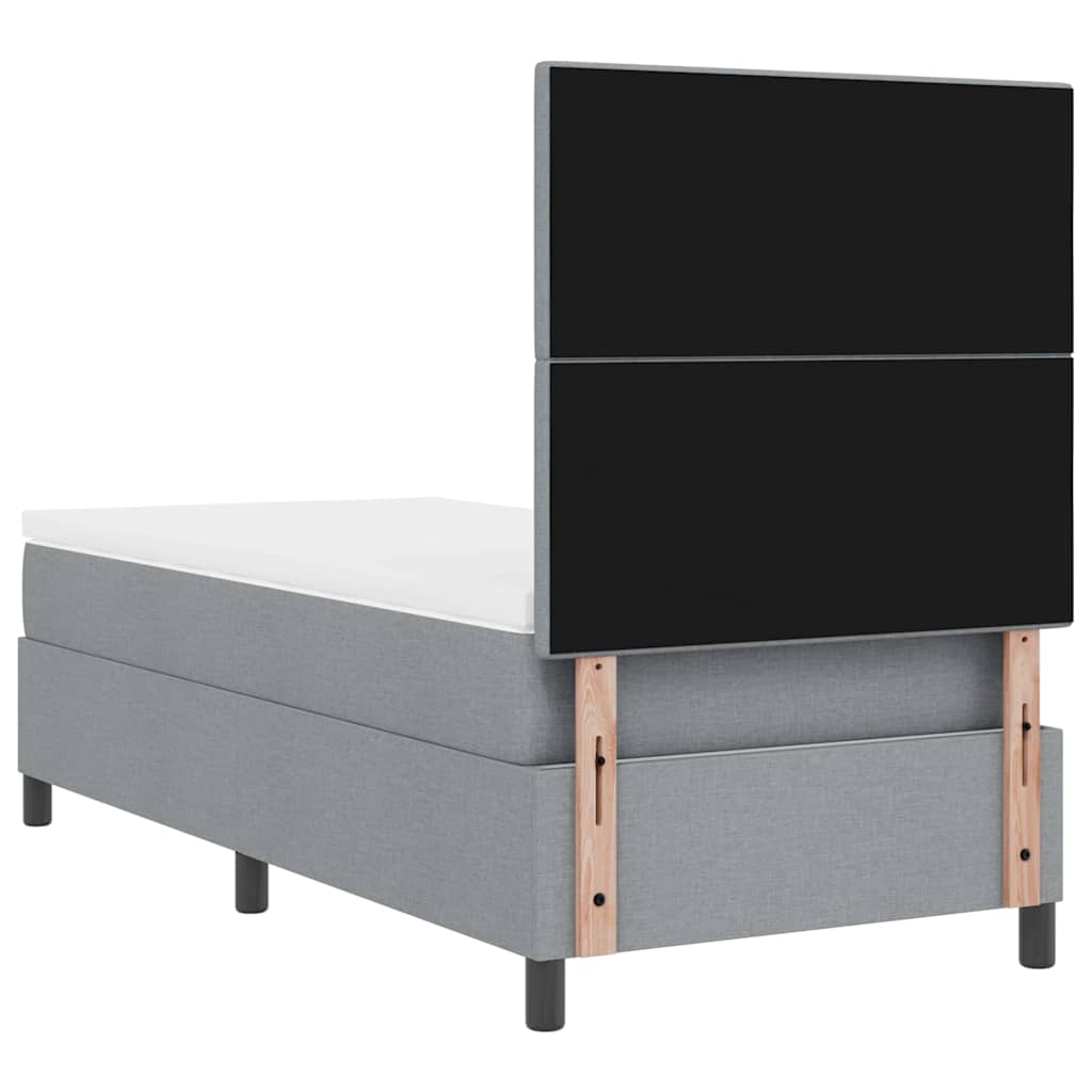 Box spring seng med LED-lysstrimler Lysegrå 100 x 200 cm Stof