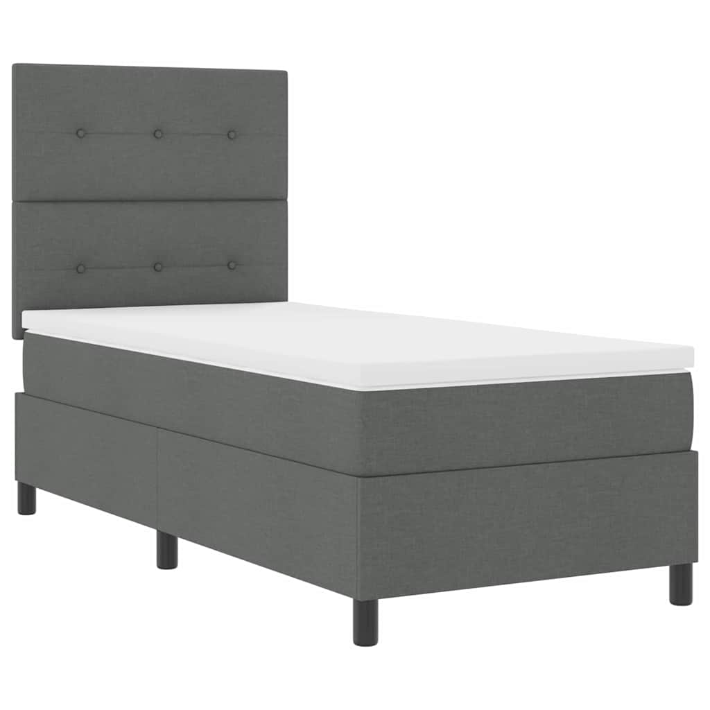Box spring seng med LED-lysstrimler Mørkegrå 100 x 200 cm Stof