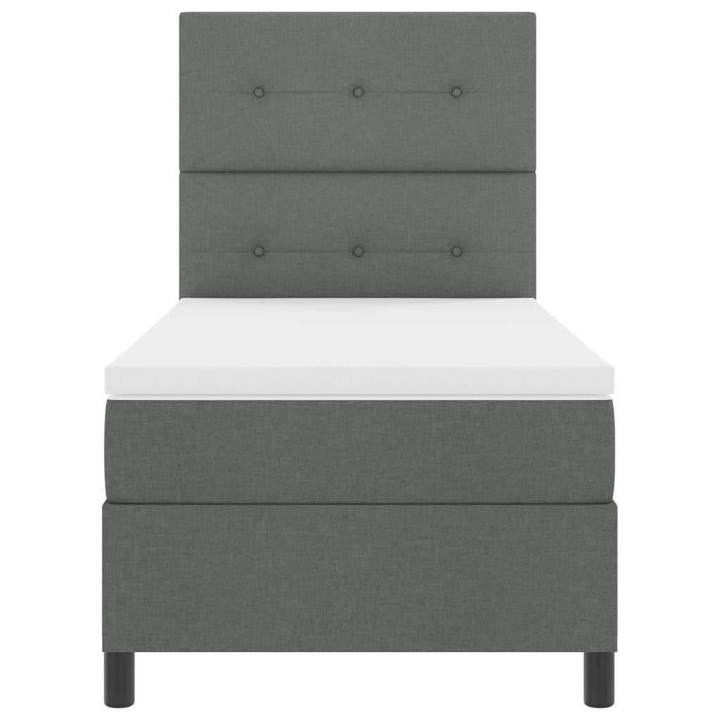 Box spring seng med LED-lysstrimler Mørkegrå 100 x 200 cm Stof