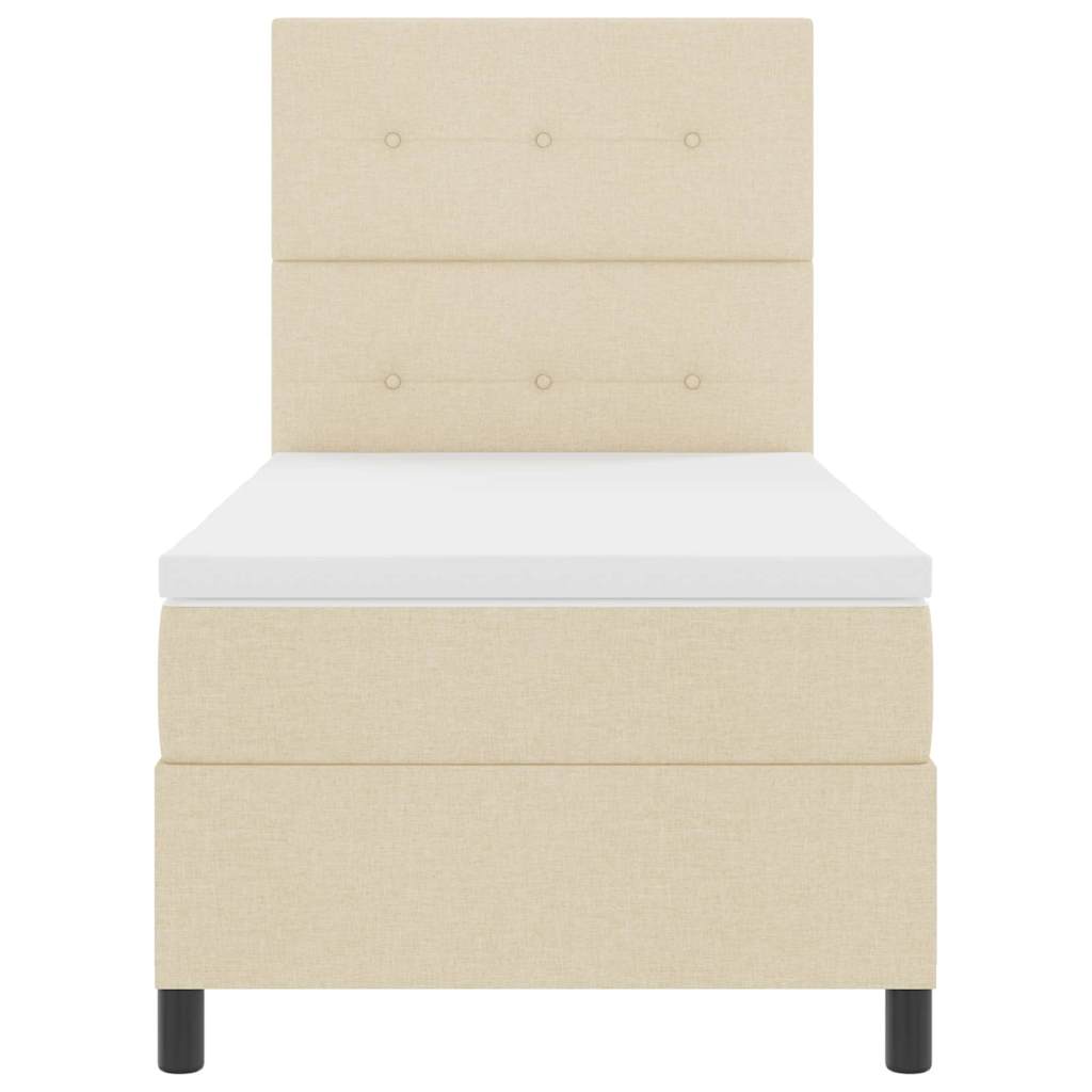 Box spring seng med LED-lysstrimler Creme 100 x 200 cm Stof