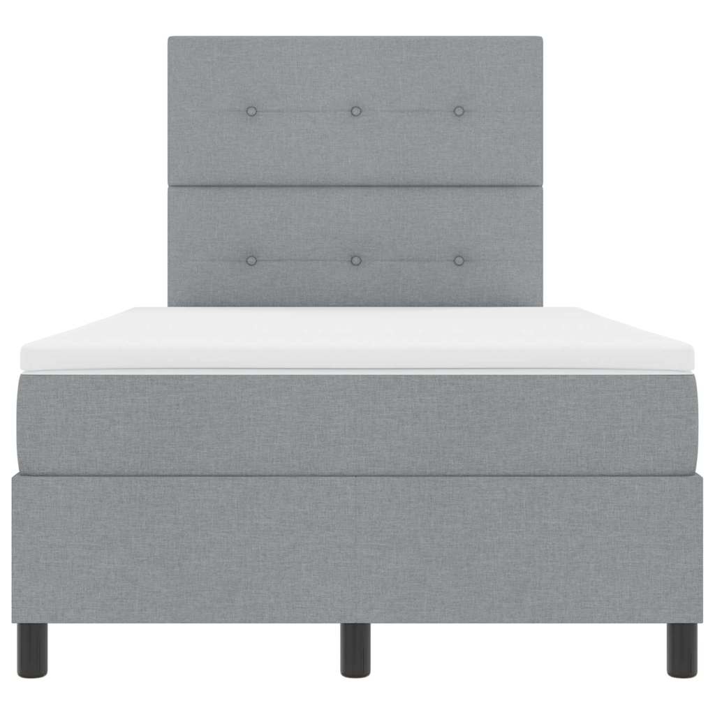 Box spring seng med LED-lysstrimler Lysegrå 120 x 190 cm Stof