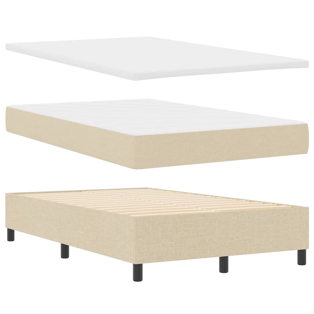 Box spring seng med LED-lysstrimler Creme 120 x 190 cm Stof