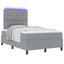 Box spring seng med LED-lysstrimler Lysegrå 120 x 200 cm Stof