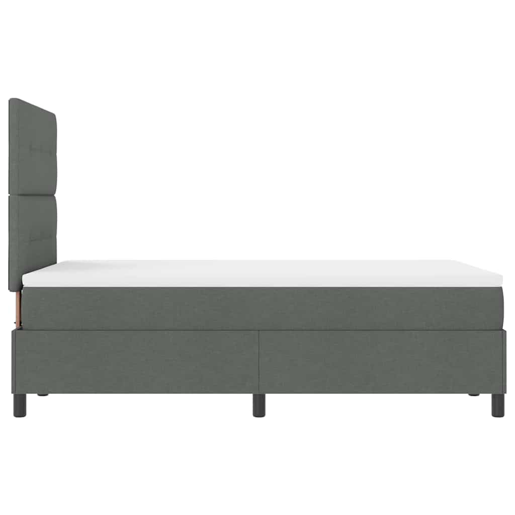 Box spring seng med LED-lysstrimler Mørkegrå 120 x 200 cm Stof