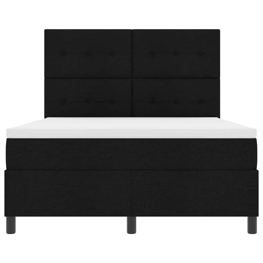 Box spring seng med LED-lysstrimler Sort 140 x 190 cm Stof