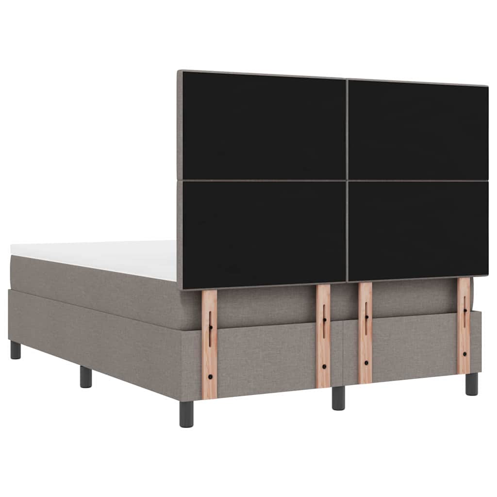 Box spring seng med LED-lysstrimler Gråbrun 140 x 200 cm Stof