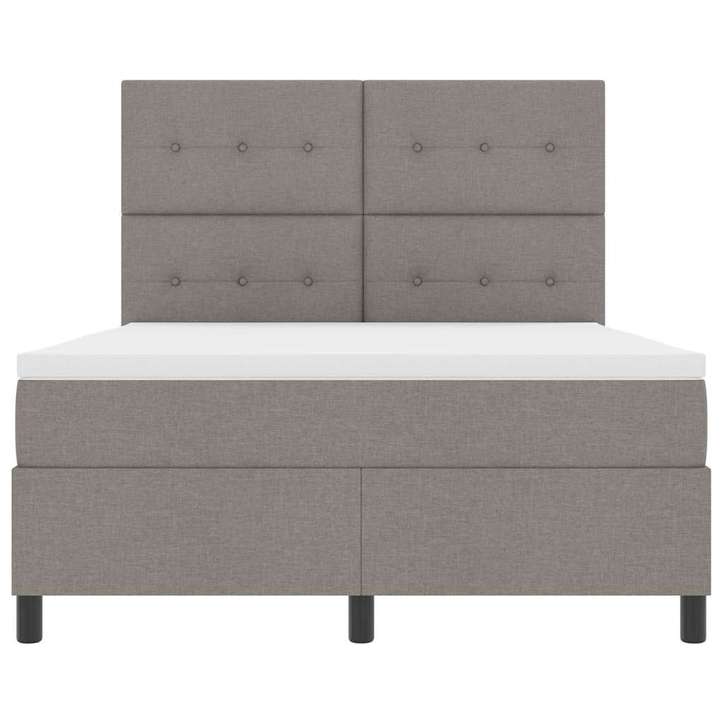 Box spring seng med LED-lysstrimler Gråbrun 140 x 200 cm Stof