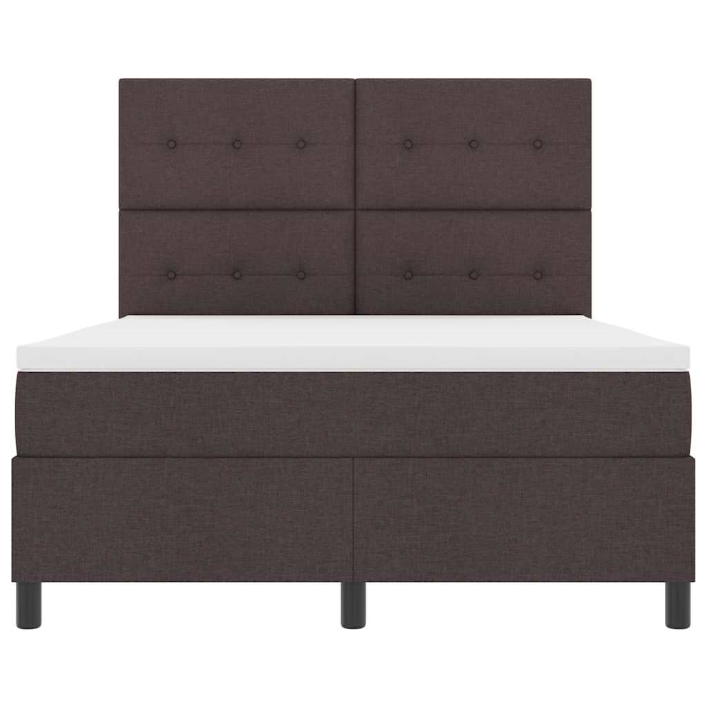 Box spring seng med LED-lysstrimler Mørkebrun 160 x 200 cm Stof