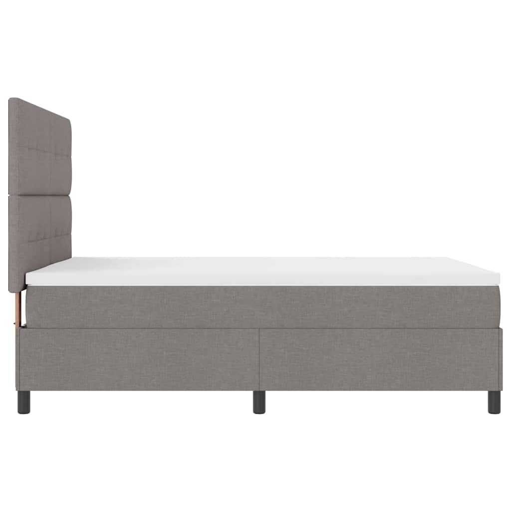 Box spring seng med LED-lysstrimler Gråbrun 160 x 200 cm Stof