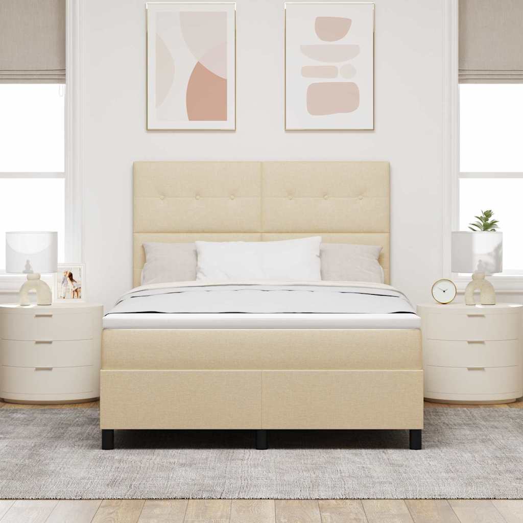 Box spring seng med LED-lysstrimler Creme 160 x 200 cm Stof