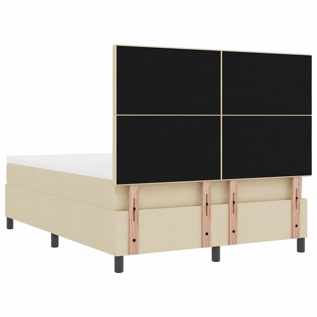 Box spring seng med LED-lysstrimler Creme 160 x 200 cm Stof