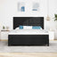Box spring seng med LED-lysstrimler Sort 180 x 200 cm Stof