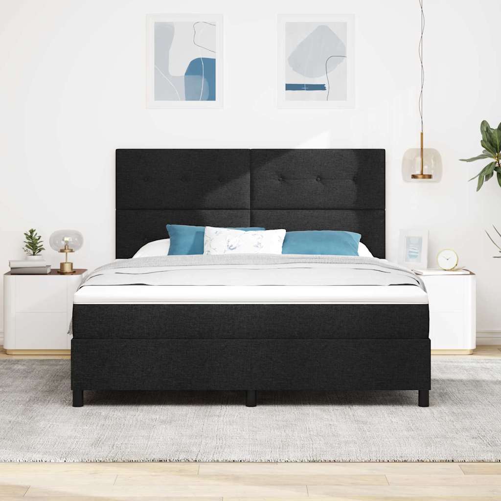 Box spring seng med LED-lysstrimler Sort 180 x 200 cm Stof