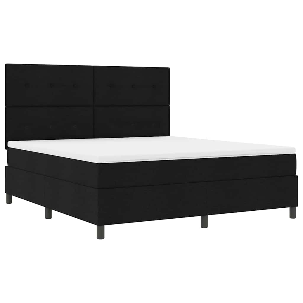 Box spring seng med LED-lysstrimler Sort 180 x 200 cm Stof