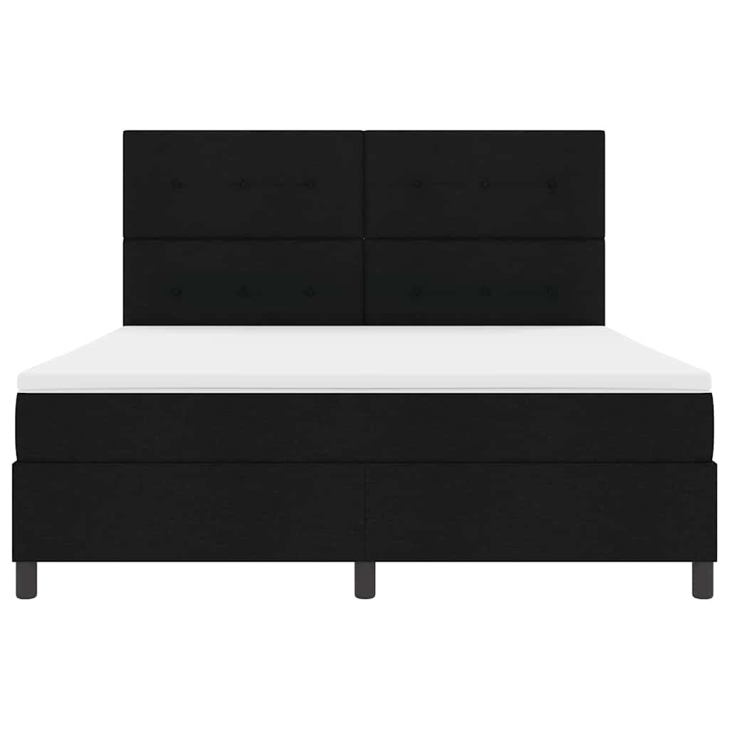 Box spring seng med LED-lysstrimler Sort 180 x 200 cm Stof