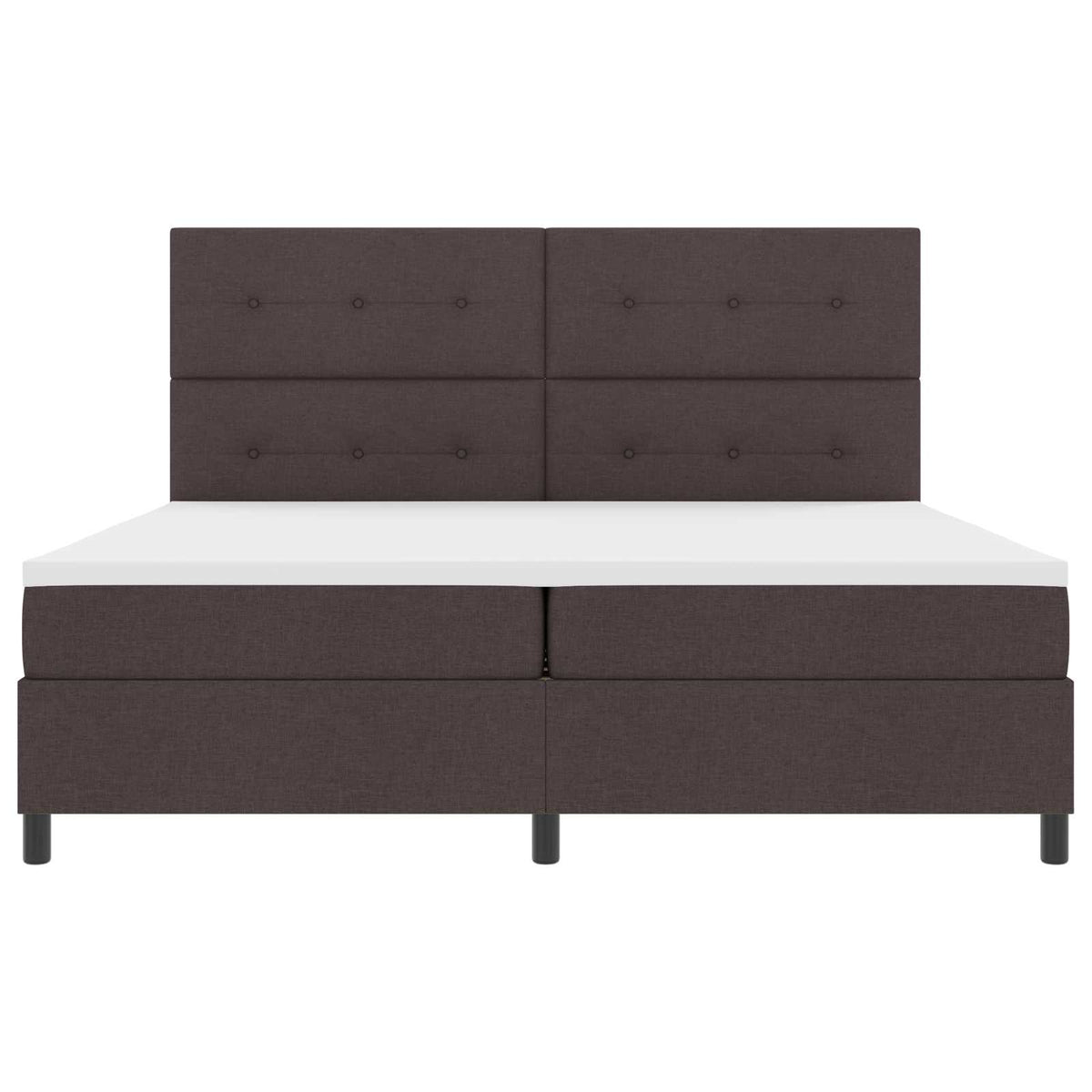 Box spring seng med LED-lysstrimler Mørkebrun 200 x 200 cm Stof