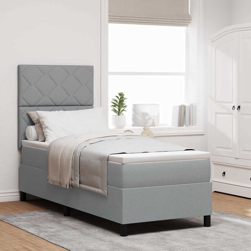 Box spring seng med LED-lysstrimler Lysegrå 80 x 200 cm Stof