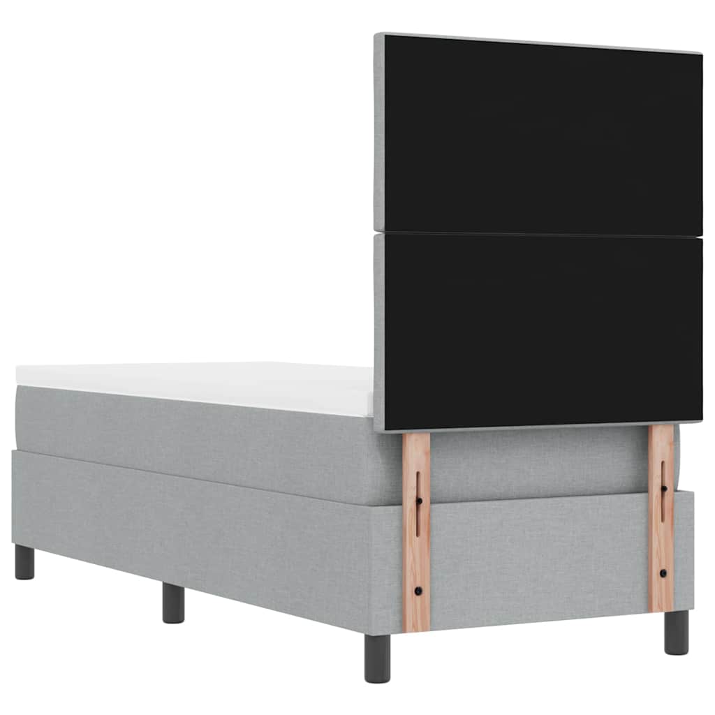 Box spring seng med LED-lysstrimler Lysegrå 80 x 200 cm Stof