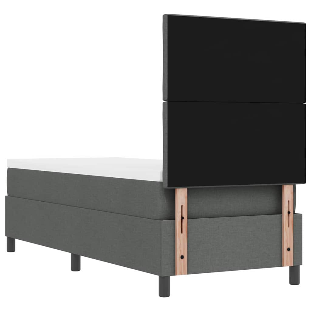 Box spring seng med LED-lysstrimler Mørkegrå 80 x 200 cm Stof