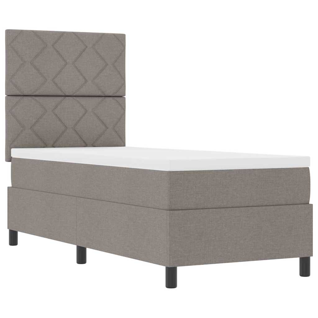 Box spring seng med LED-lysstrimler Gråbrun 80 x 200 cm Stof