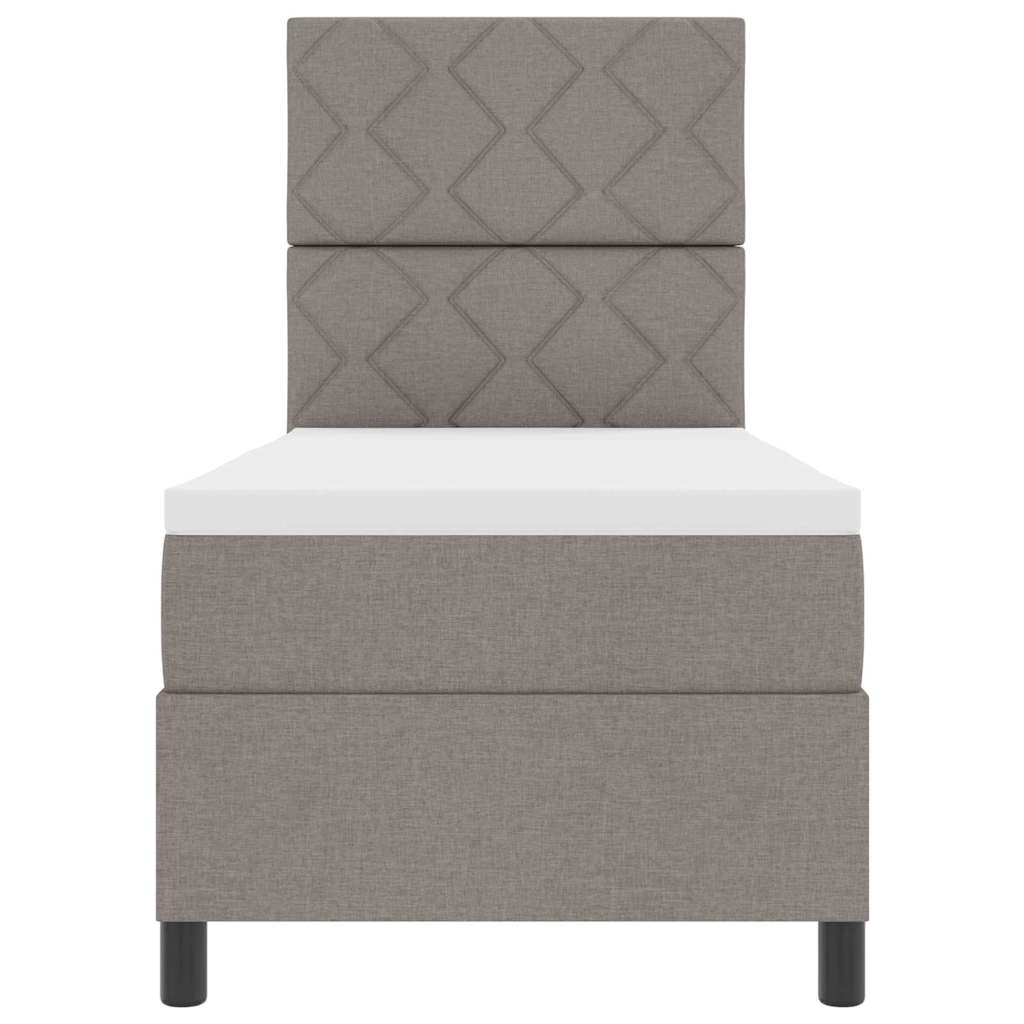 Box spring seng med LED-lysstrimler Gråbrun 80 x 200 cm Stof