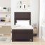 Box spring seng med LED-lysstrimler Mørkebrun 90 x 190 cm Stof