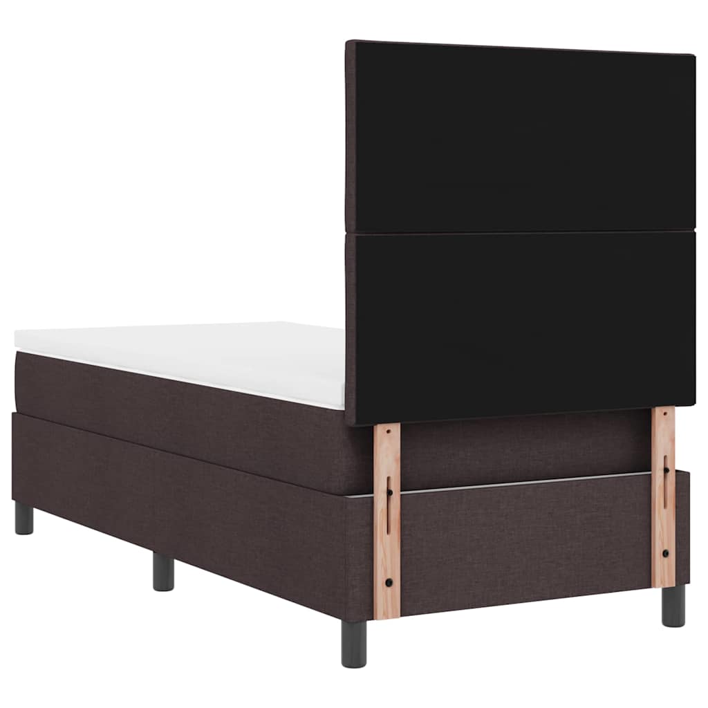 Box spring seng med LED-lysstrimler Mørkebrun 90 x 190 cm Stof