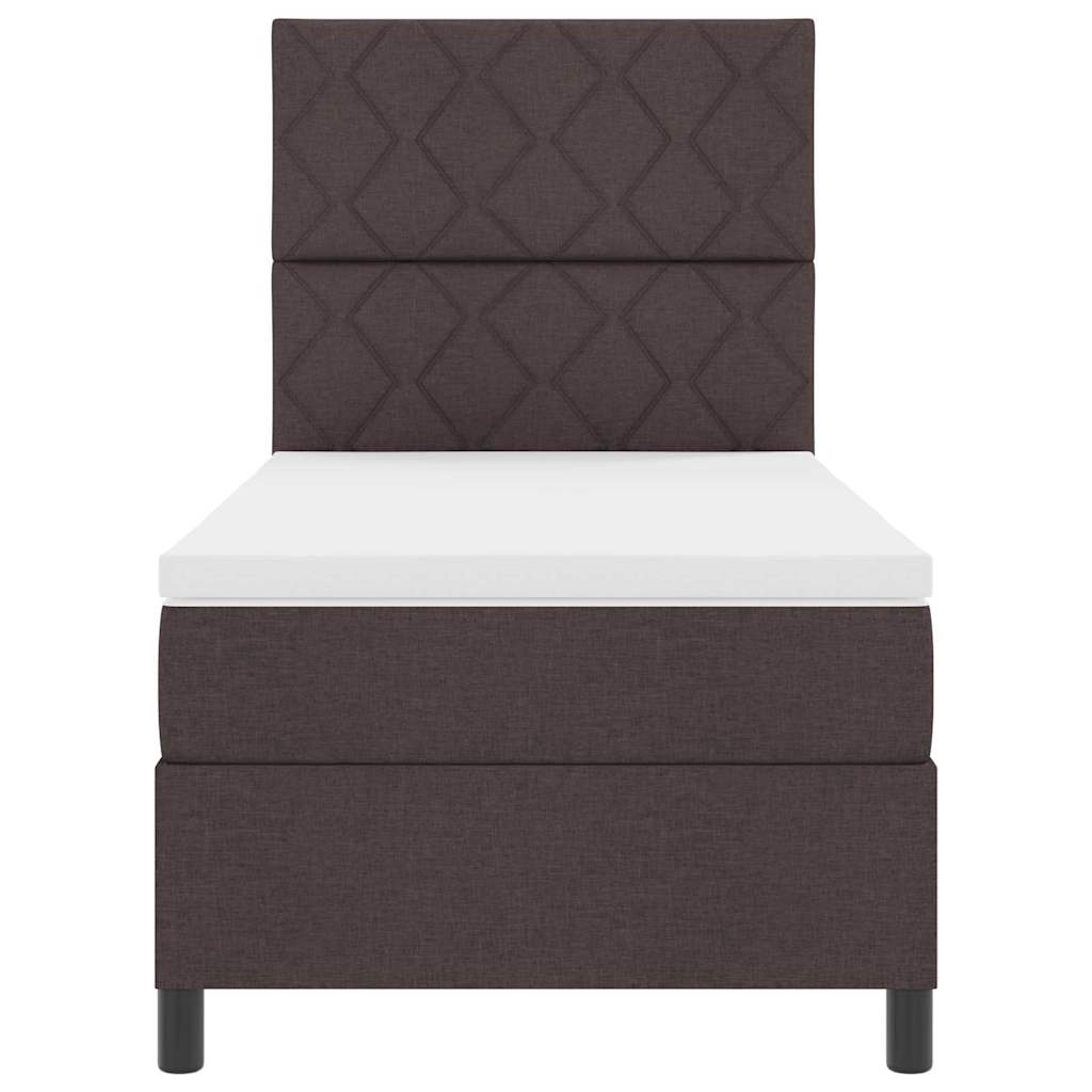 Box spring seng med LED-lysstrimler Mørkebrun 90 x 190 cm Stof