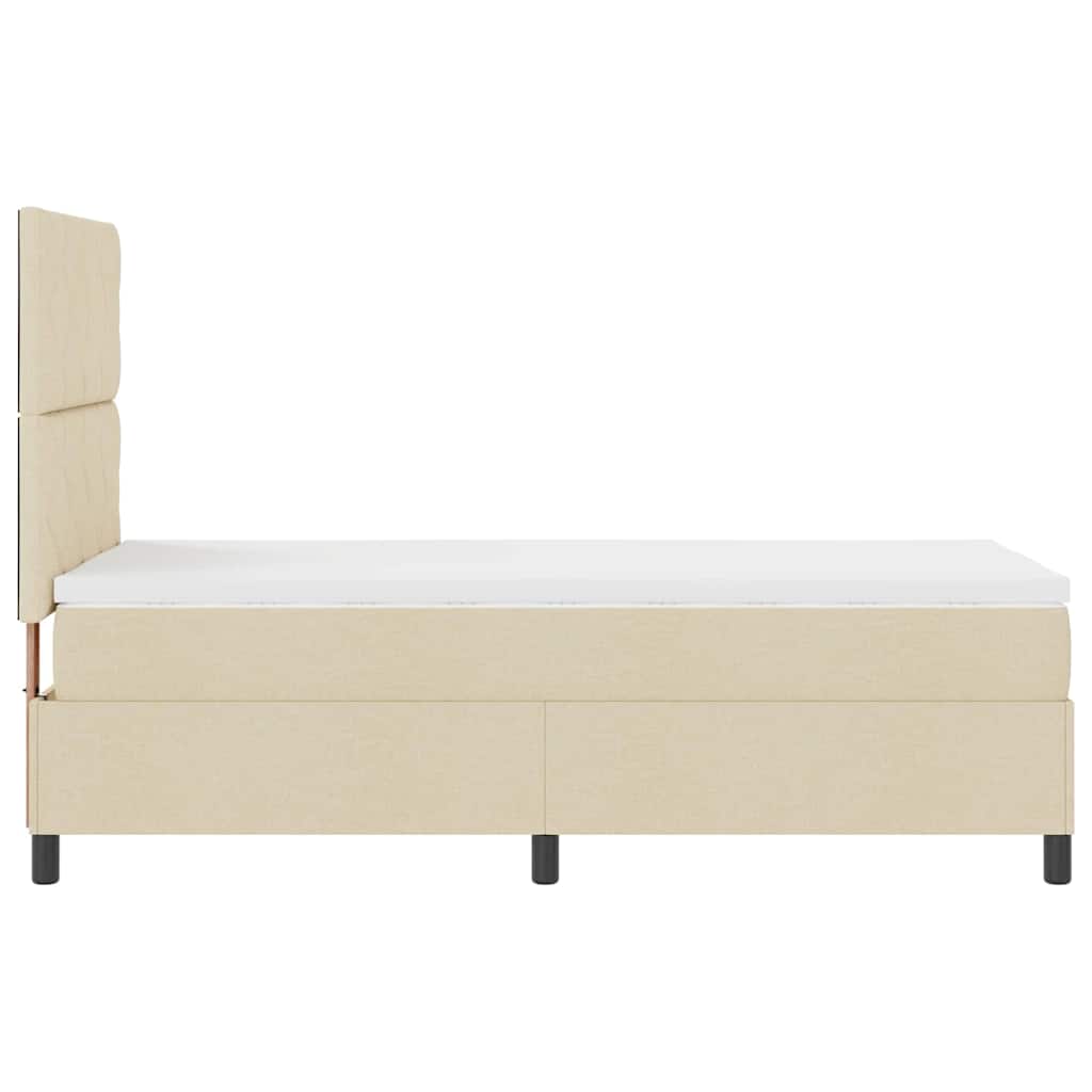 Box spring seng med LED-lysstrimler Creme 90 x 190 cm Stof