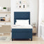Box spring seng med LED-lysstrimler Blå 90 x 190 cm Stof