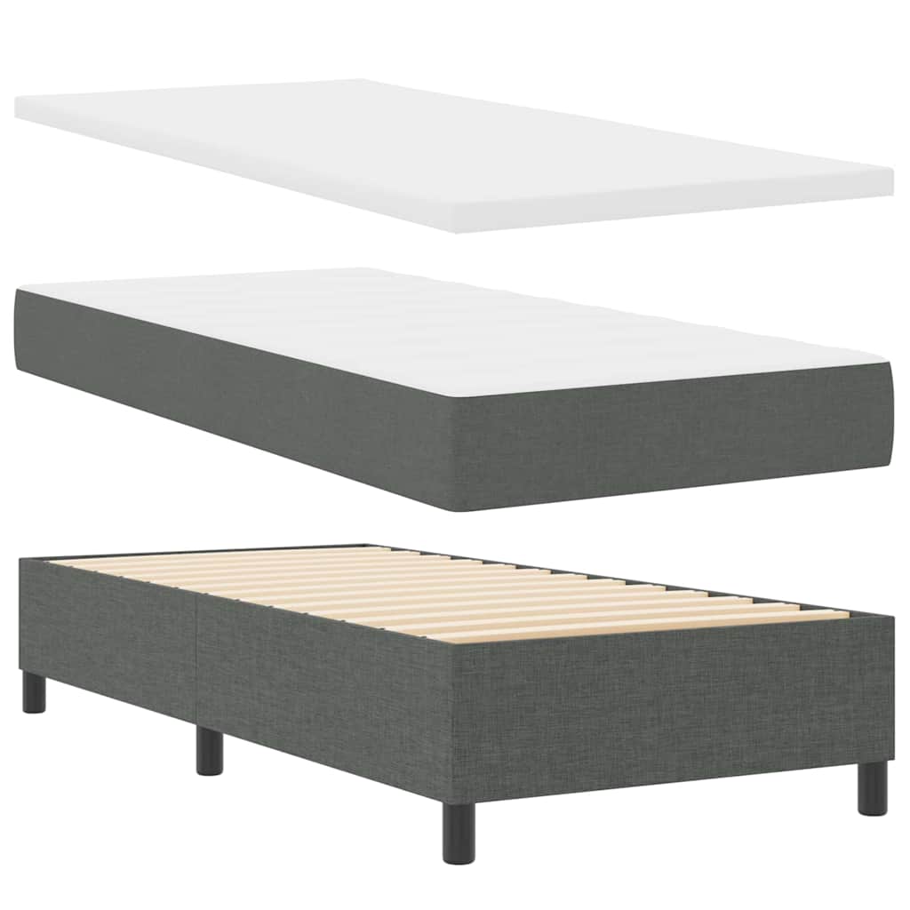 Box spring seng med LED-lysstrimler Mørkegrå 90 x 200 cm Stof