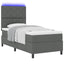 Box spring seng med LED-lysstrimler Mørkegrå 90 x 200 cm Stof