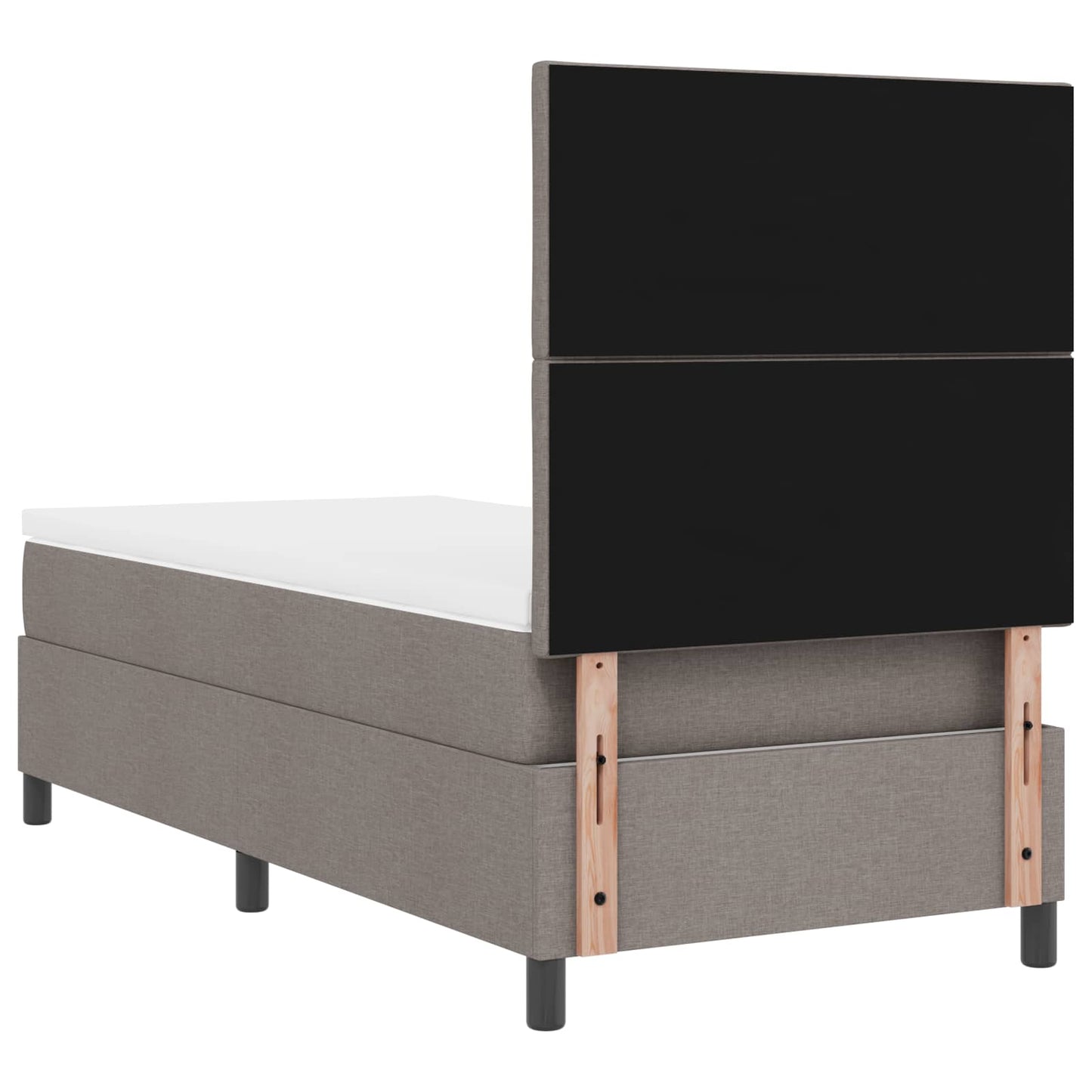 Box spring seng med LED-lysstrimler Gråbrun 100 x 200 cm Stof