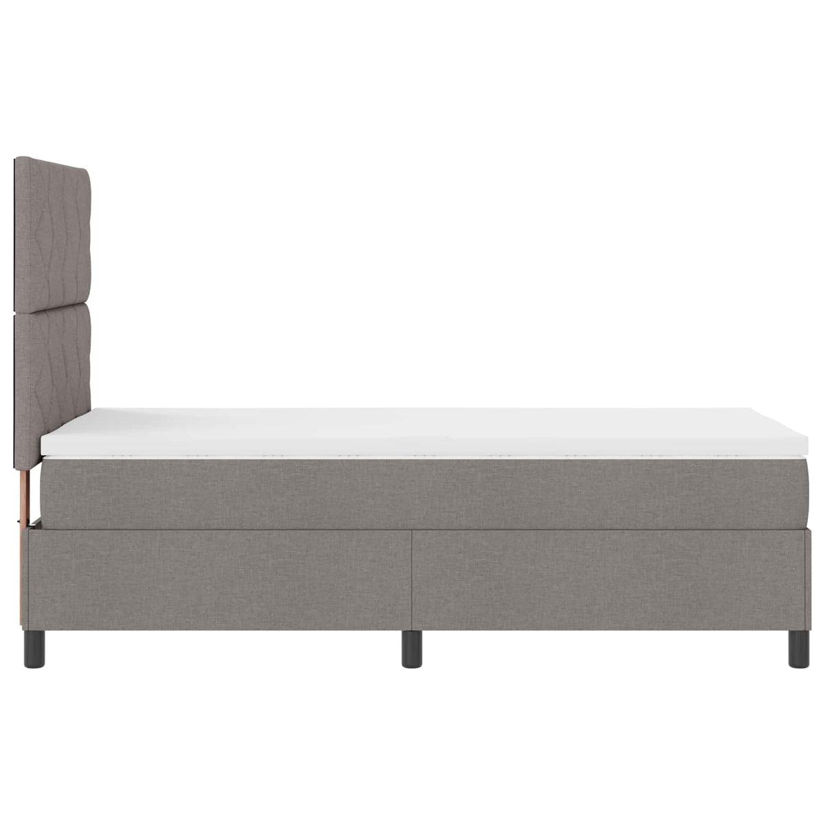 Box spring seng med LED-lysstrimler Gråbrun 100 x 200 cm Stof