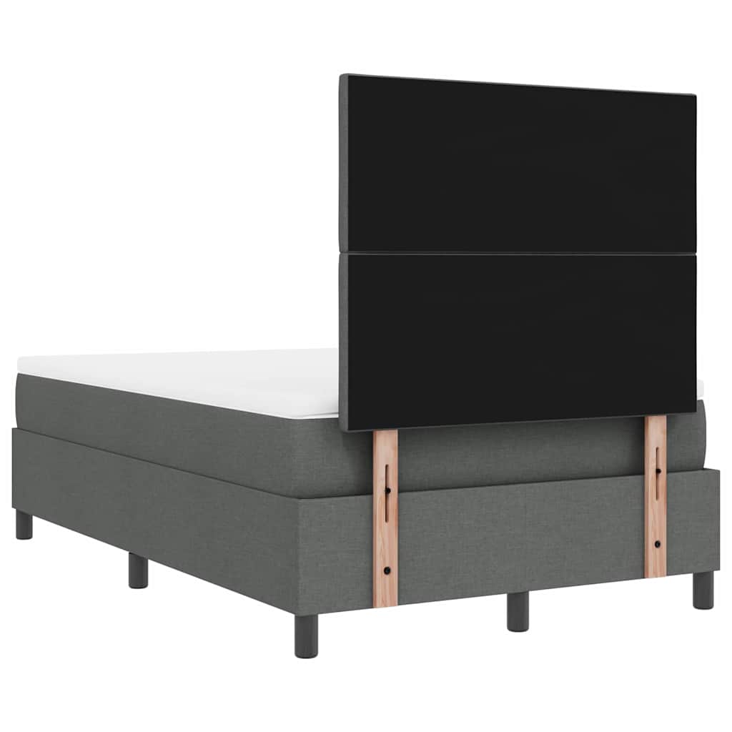 Box spring seng med LED-lysstrimler Mørkegrå 120 x 190 cm Stof