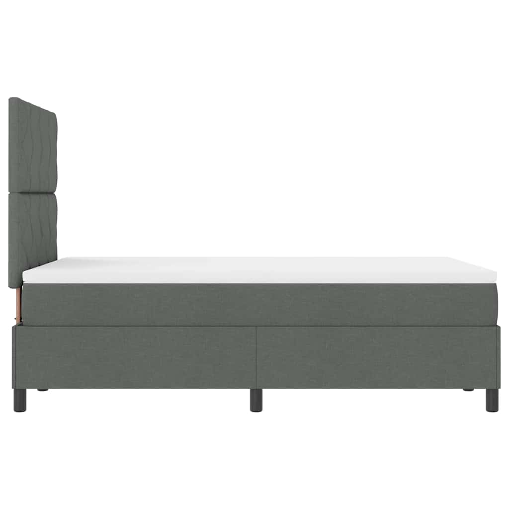 Box spring seng med LED-lysstrimler Mørkegrå 120 x 190 cm Stof