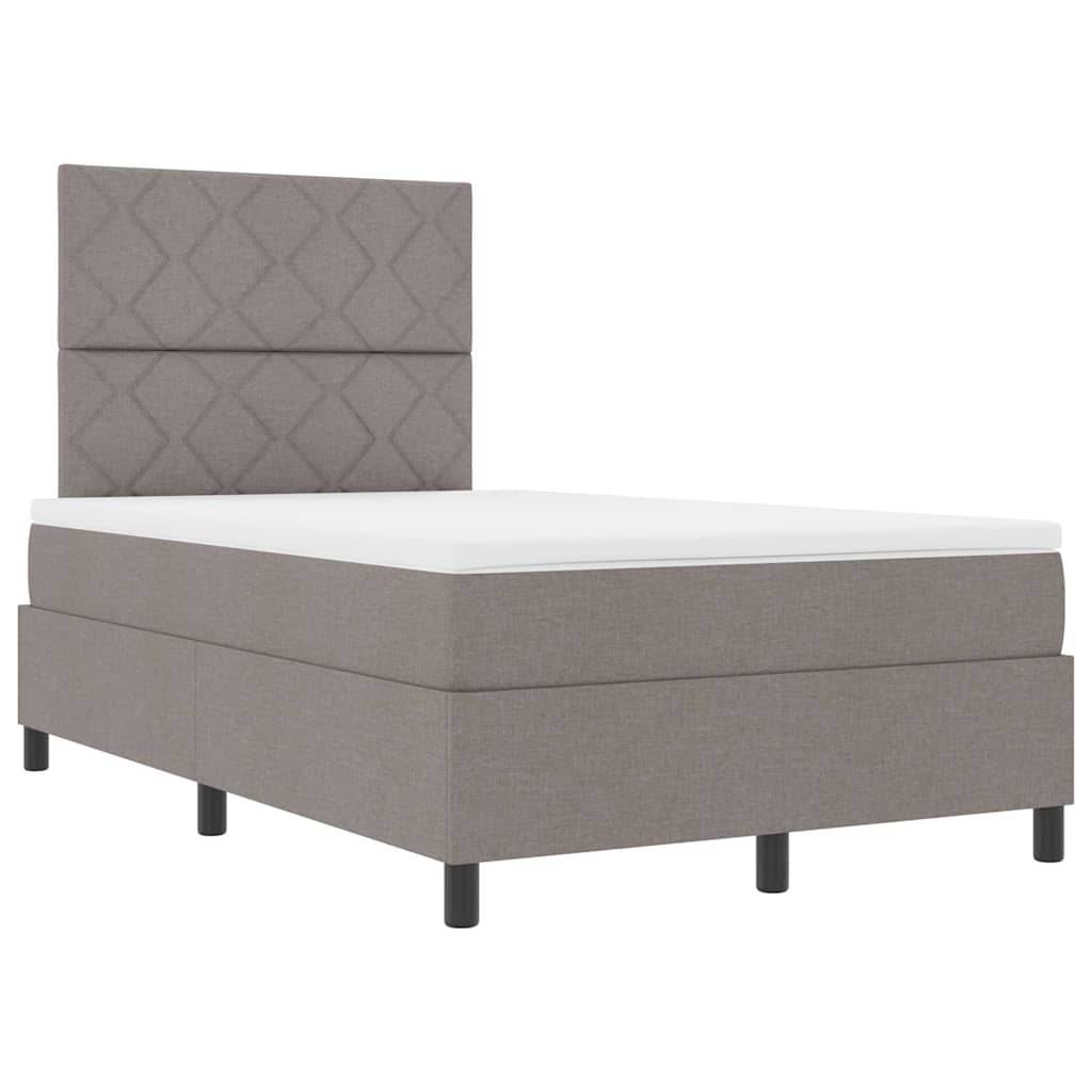 Box spring seng med LED-lysstrimler Gråbrun 120 x 190 cm Stof
