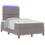 Box spring seng med LED-lysstrimler Gråbrun 120 x 200 cm Stof