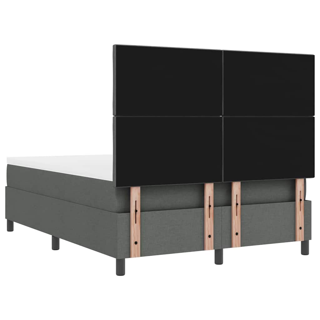 Box spring seng med LED-lysstrimler Mørkegrå 140 x 190 cm Stof