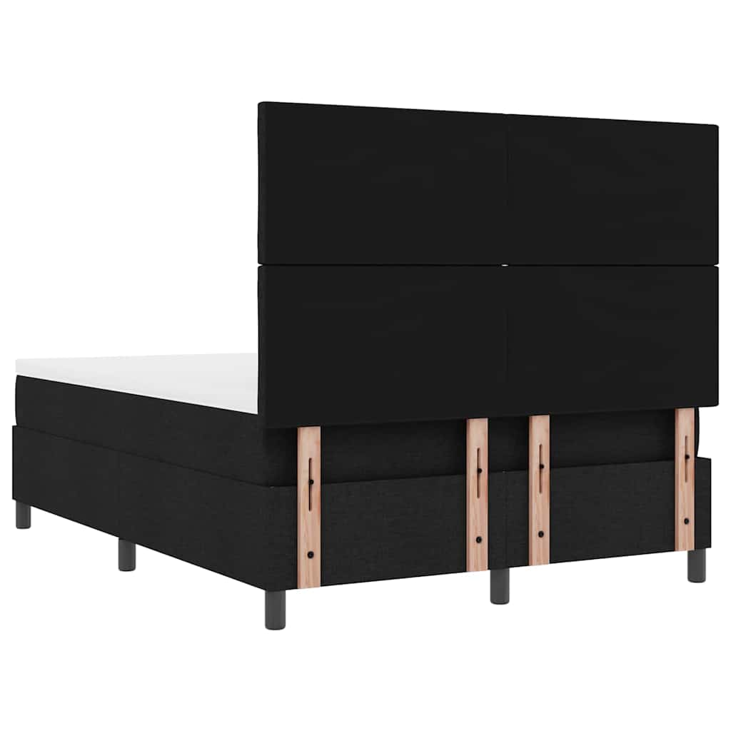 Box spring seng med LED-lysstrimler Sort 140 x 190 cm Stof