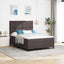 Box spring seng med LED-lysstrimler Mørkebrun 140 x 190 cm Stof