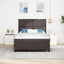 Box spring seng med LED-lysstrimler Mørkebrun 140 x 190 cm Stof