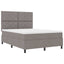 Box spring seng med LED-lysstrimler Gråbrun 140 x 190 cm Stof