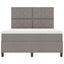 Box spring seng med LED-lysstrimler Gråbrun 140 x 190 cm Stof