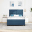 Box spring seng med LED-lysstrimler Blå 140 x 190 cm Stof