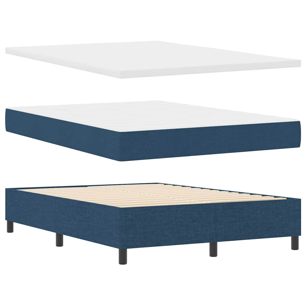 Box spring seng med LED-lysstrimler Blå 140 x 190 cm Stof