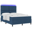 Box spring seng med LED-lysstrimler Blå 140 x 190 cm Stof