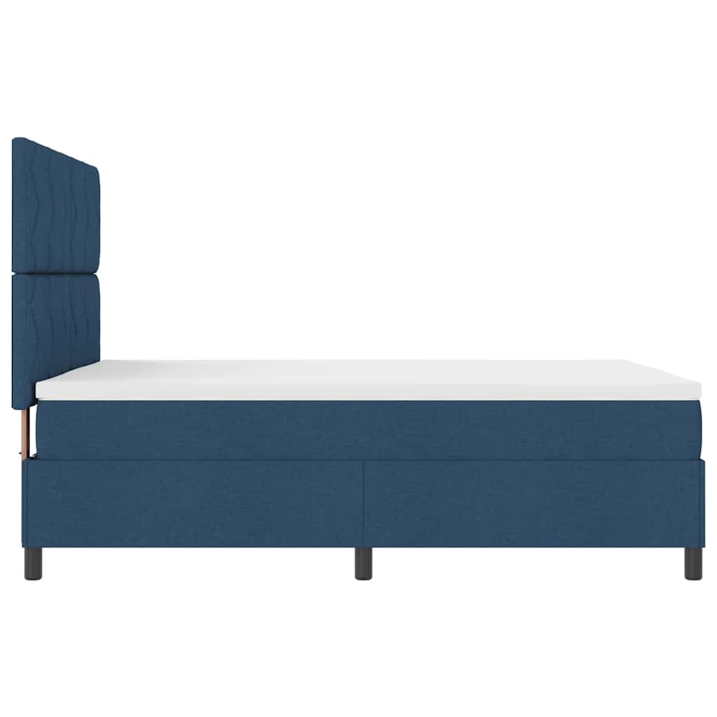 Box spring seng med LED-lysstrimler Blå 140 x 190 cm Stof
