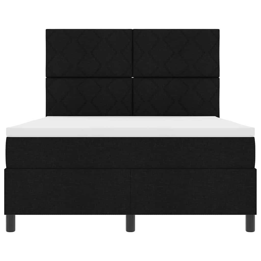 Box spring seng med LED-lysstrimler Sort 140 x 200 cm Stof